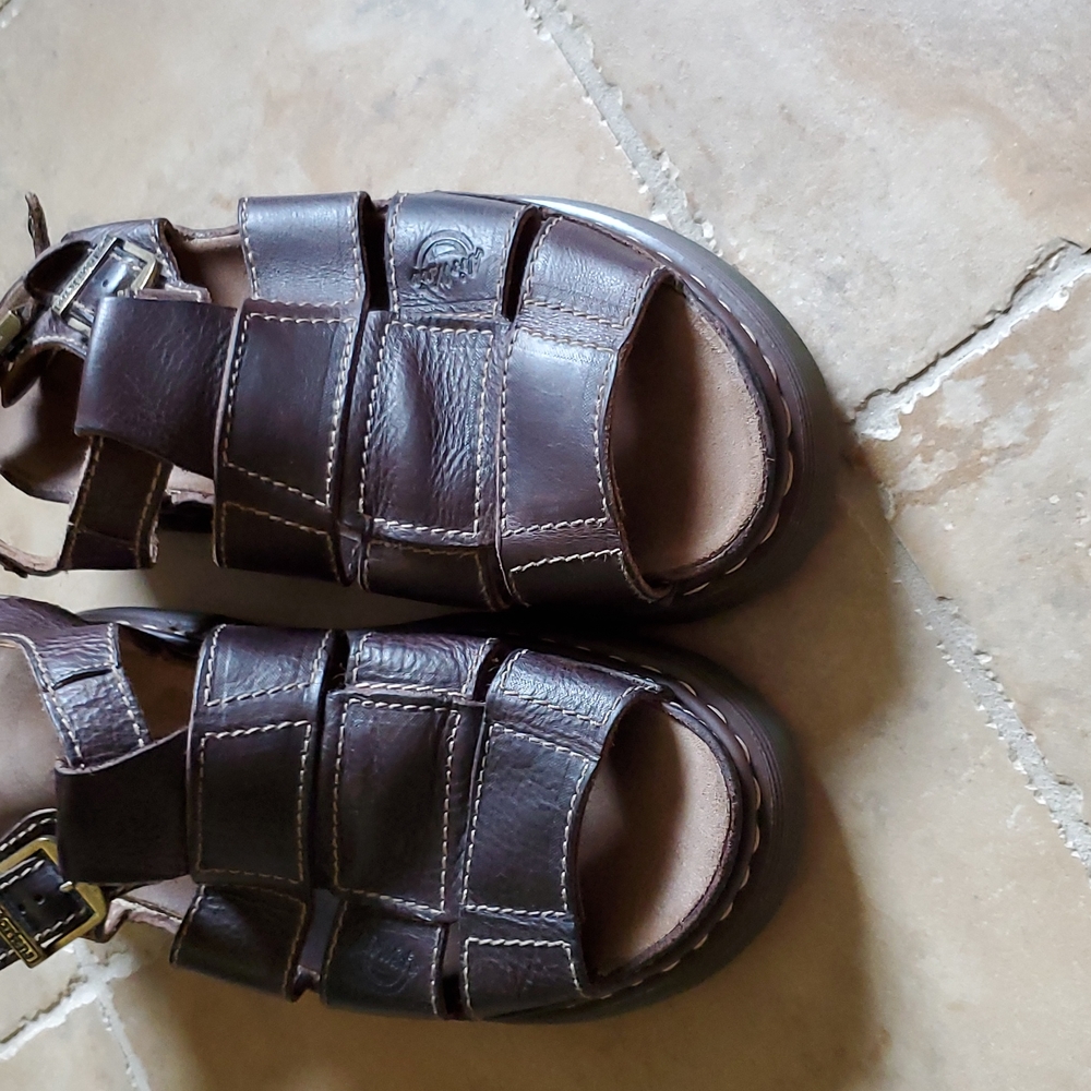 Doc Marten leather sandals, dark brown, size 13